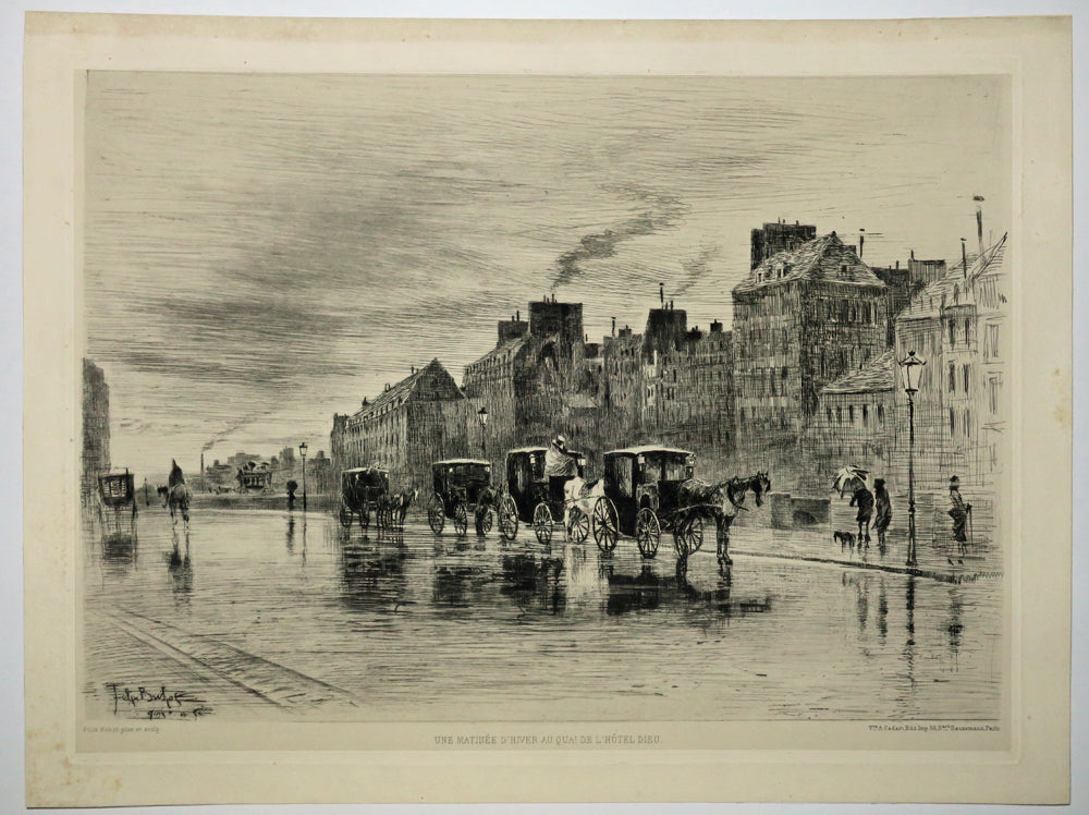 Une matinée d'hiver au Quai de l'Hôtel Dieu (ou Les Fiacres).