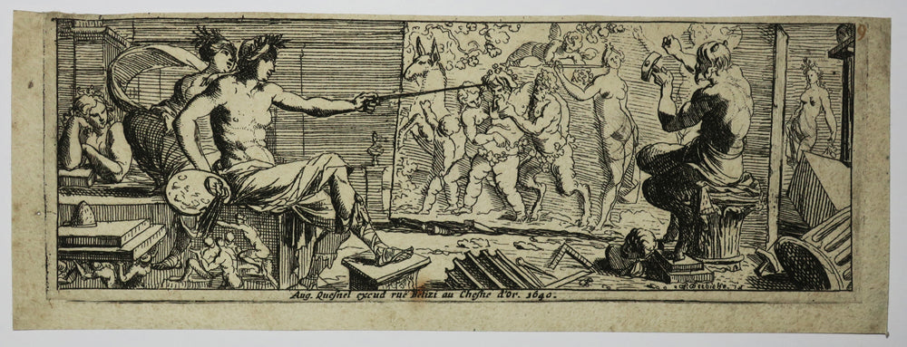 Un Satyre sculptant un bas-relief sous la direction d'un peintre.