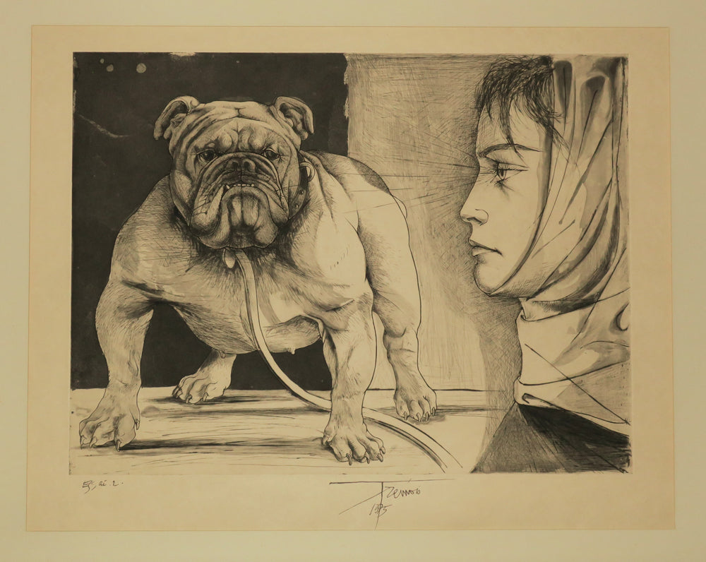La jeune fille au bouledogue.