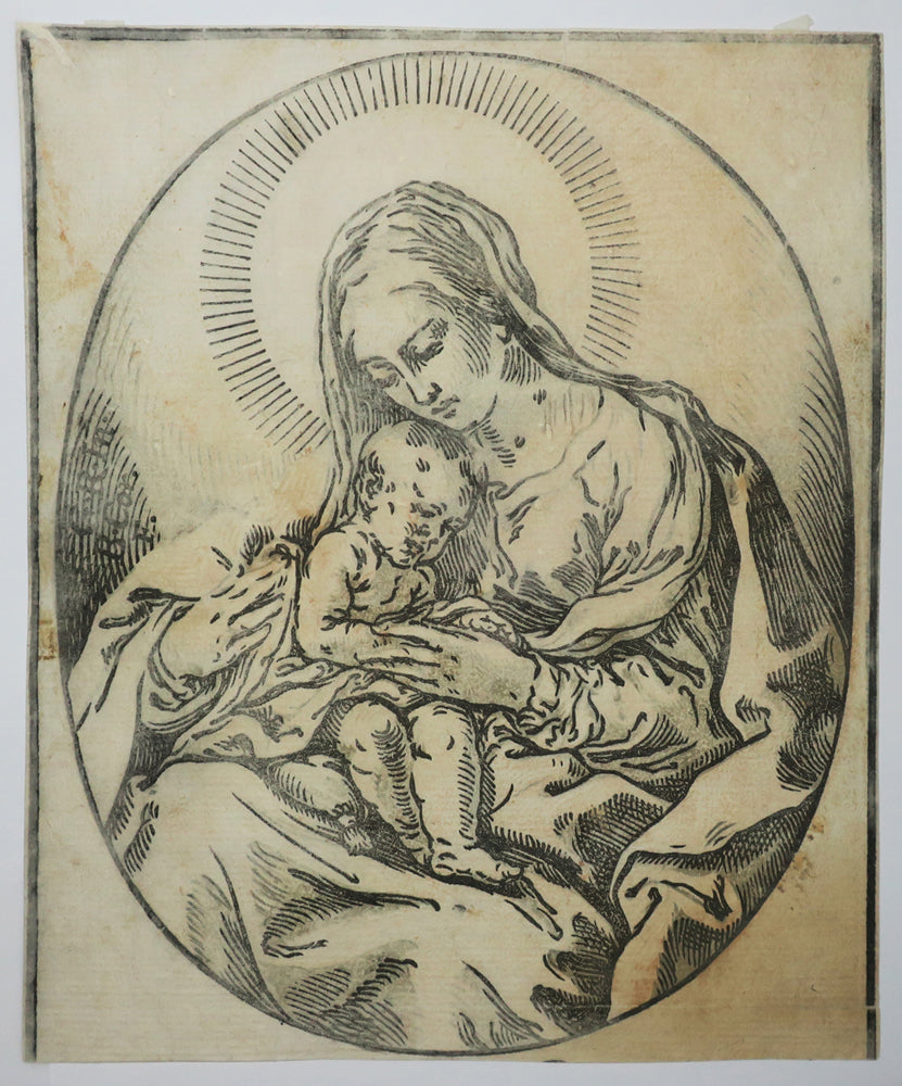La Vierge et l'Enfant Jésus tourné vers la droite.
