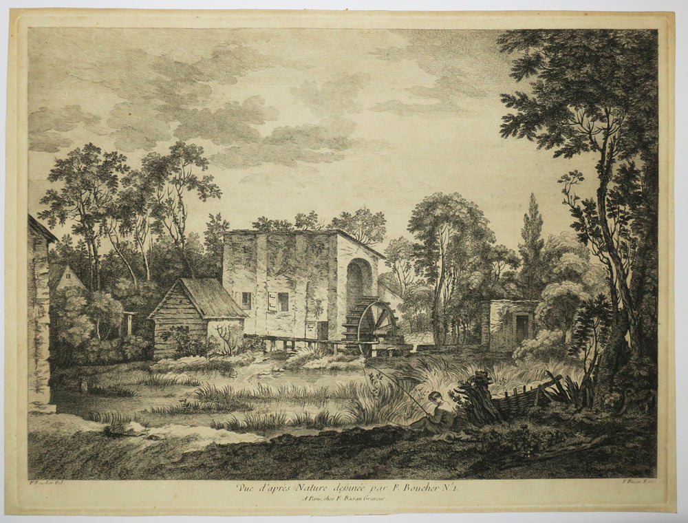 Vue d'après Nature dessinée par F. Boucher N°1 (Moulin à eau).