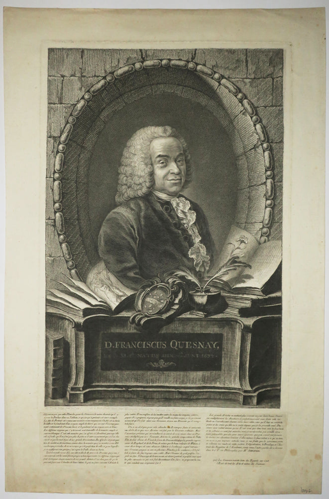 Portrait de François Quesnay (Médecin et économiste français, penseur du roi Louis XV et l'un des fondateurs de la première école en économie, né à Méré en 1694 et mort à Versailles en 1774).