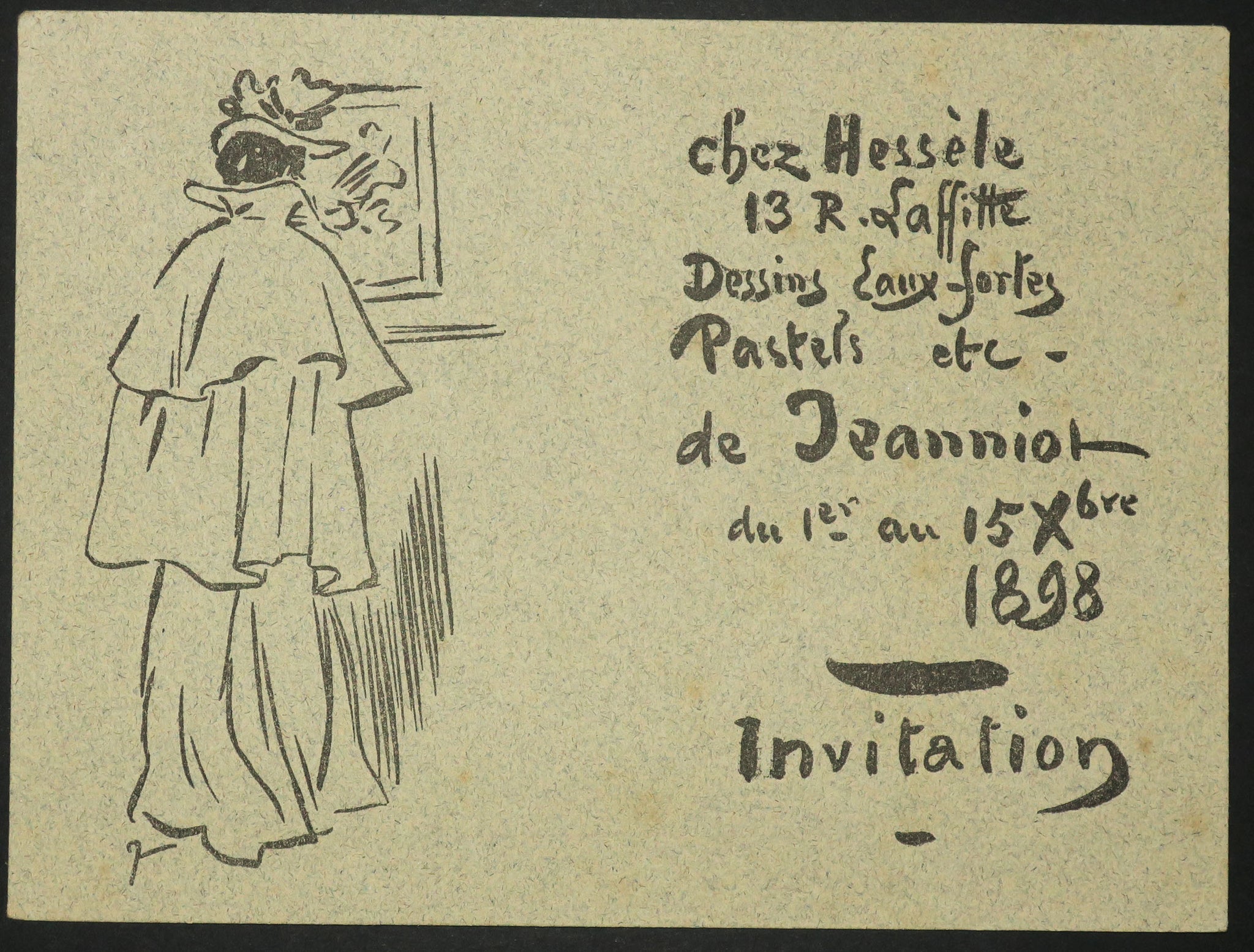 Cartons d'invitation pour Expositions chez M. Charles Hessèle, 13 rue Laffitte, à Paris. 1898-