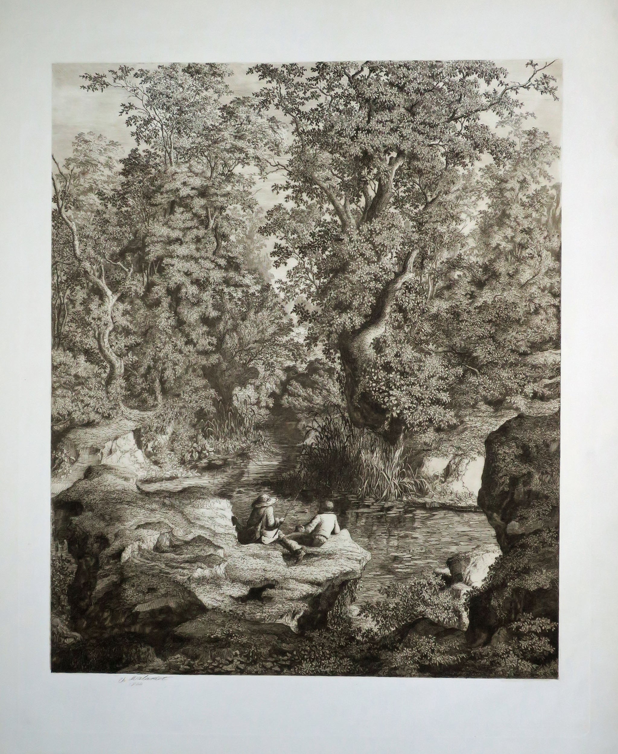 Paysage avec deux Enfants qui pêchent.