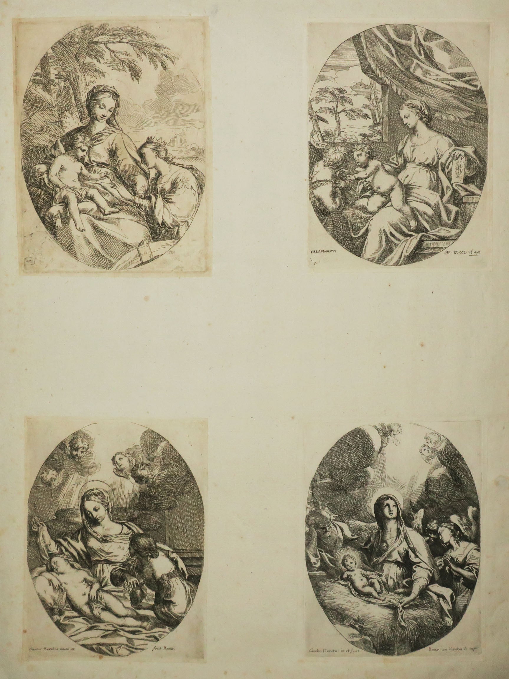 Ensemble de quatre eaux-fortes originales.