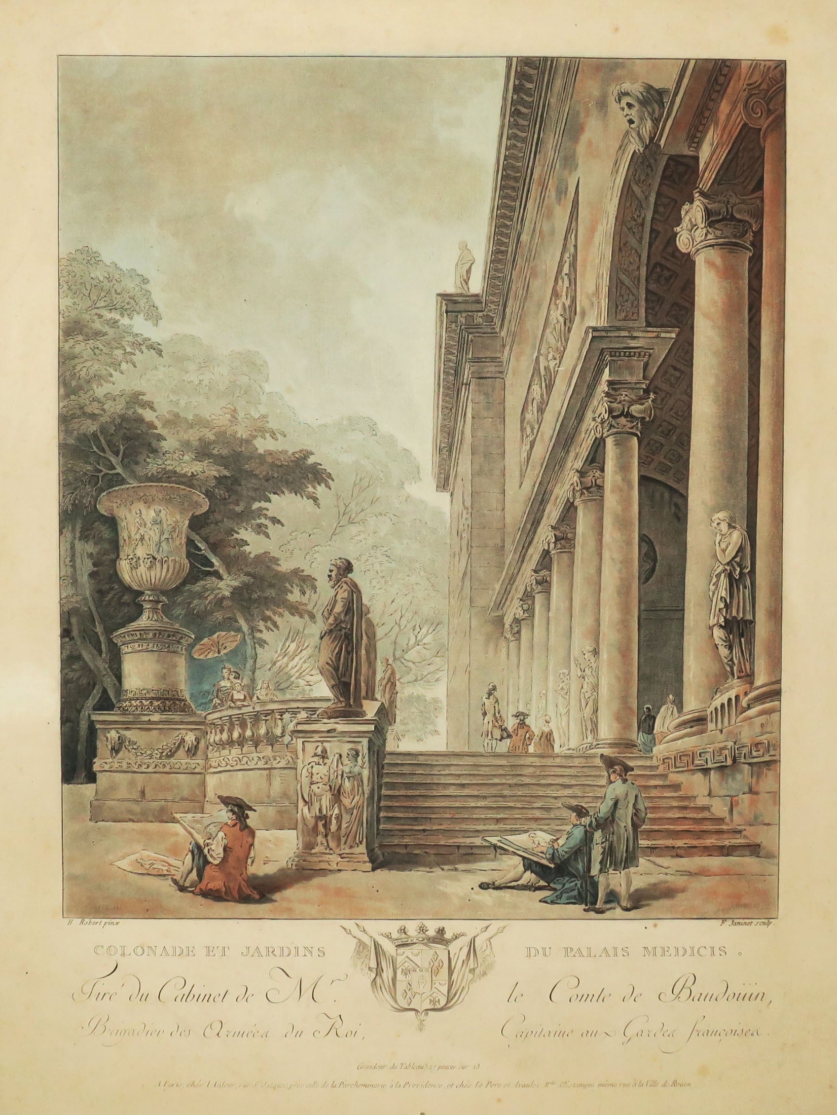 Colonade et Jardins du Palais Médicis.