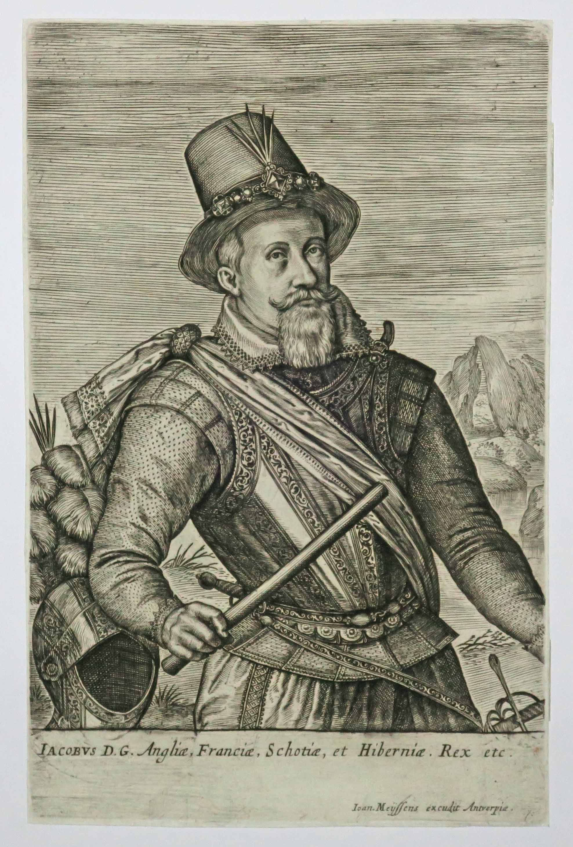 Portrait de Jacques Stuart, dit Jacques VI & Ier d'Angleterre (Roi d'Ecosse de 1566 à 1625 & Roi D'Angleterre et d'Irlande de 1567 à 1625).
