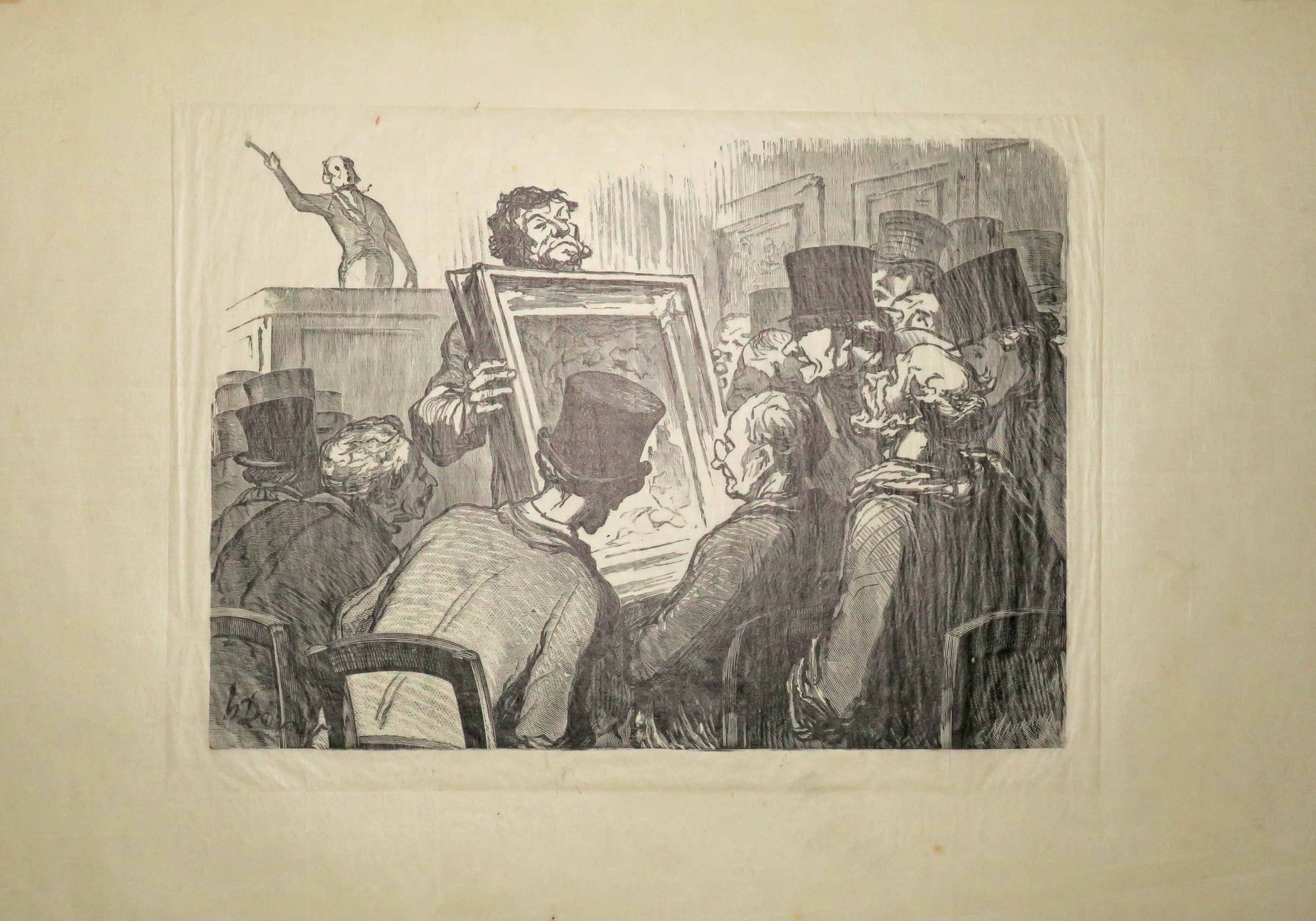 Les amateurs de tableaux à l'Hôtel Bouillon.