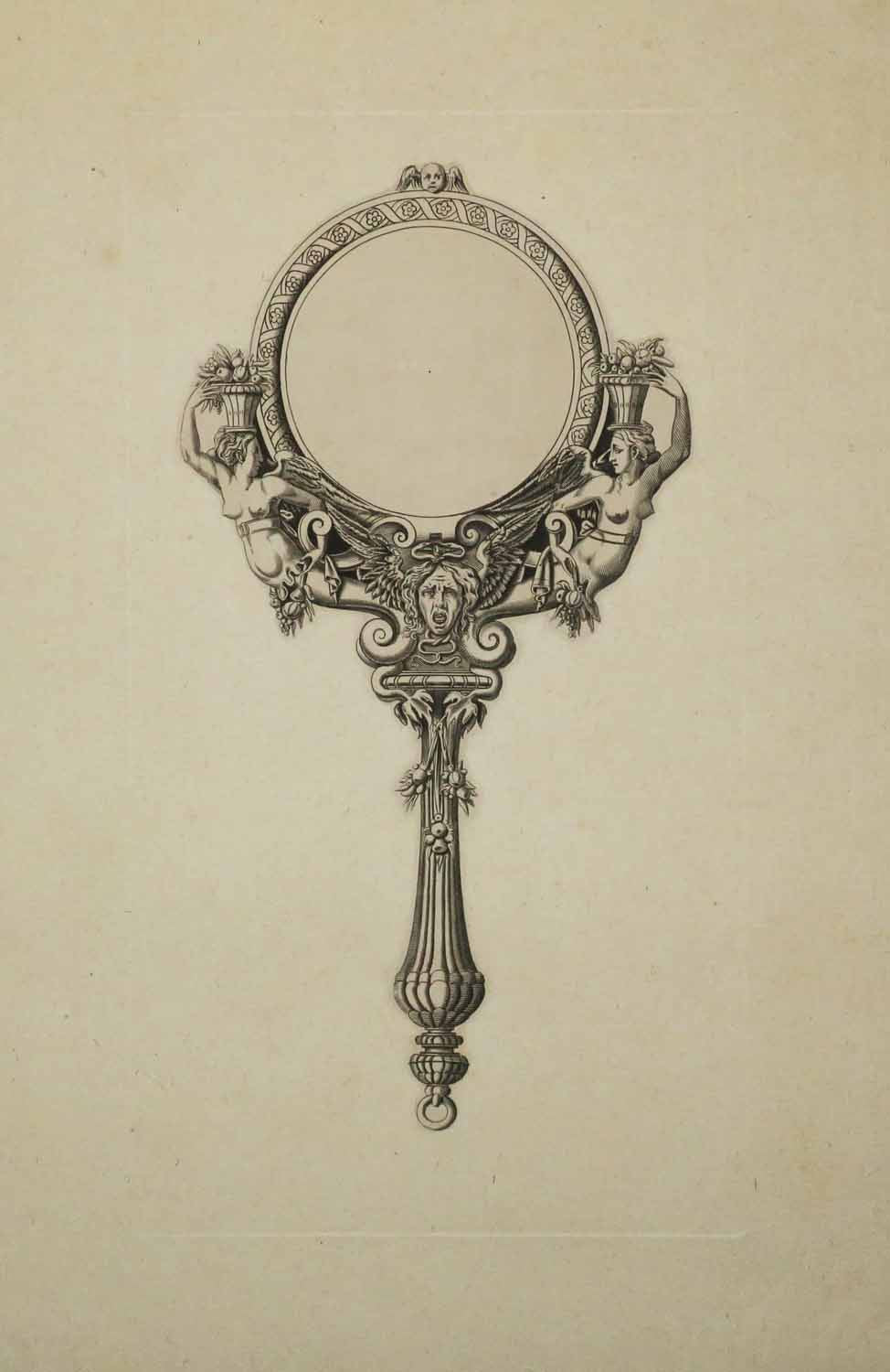 Miroir à main, rond.