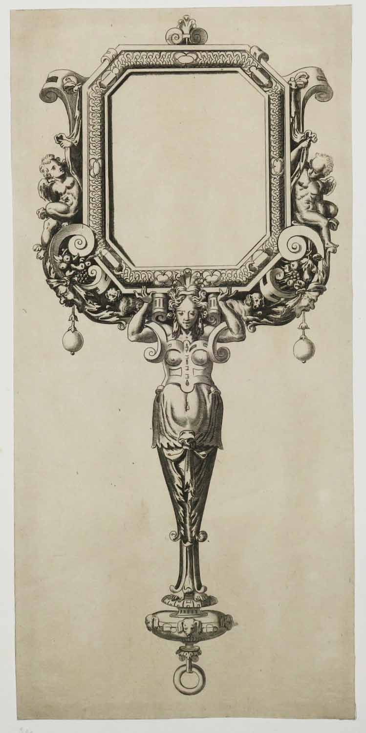 Miroir à main, octogone.