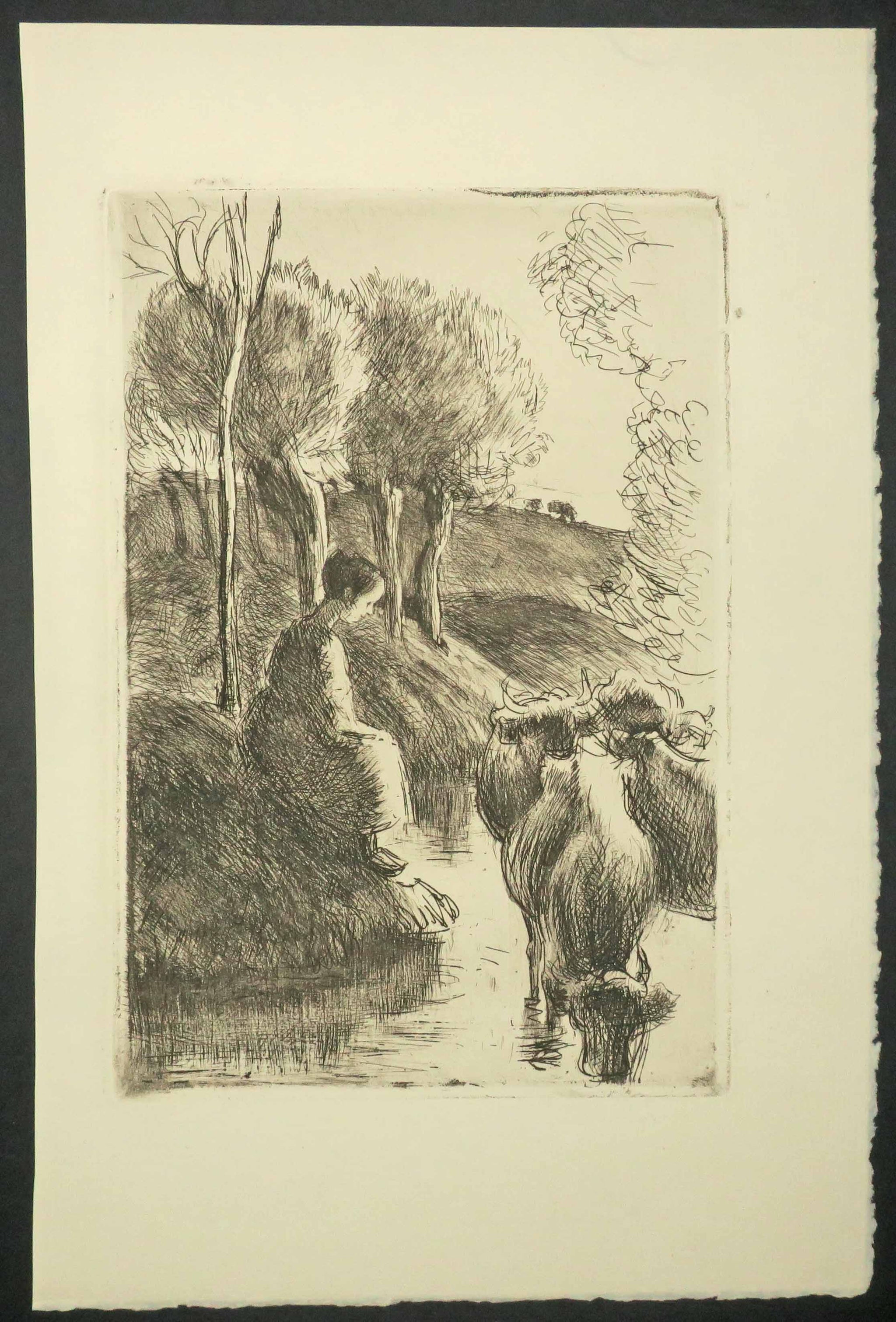 Vachère au bord de l'eau.