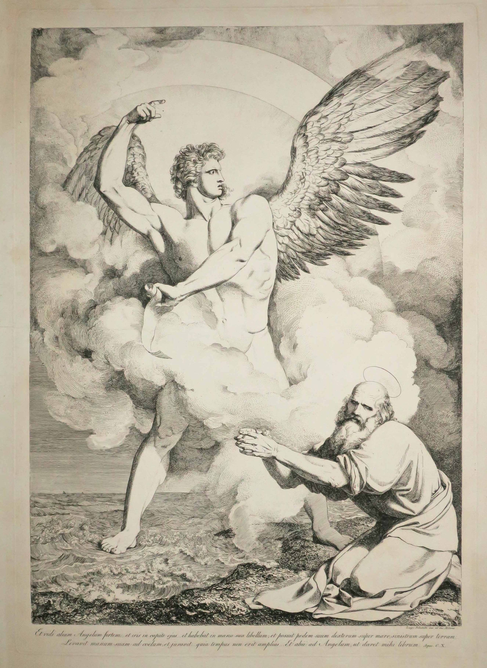 L'Ange de l'Apocalypse apparaissant à St Jean. Et vidi alium angelum fortem…