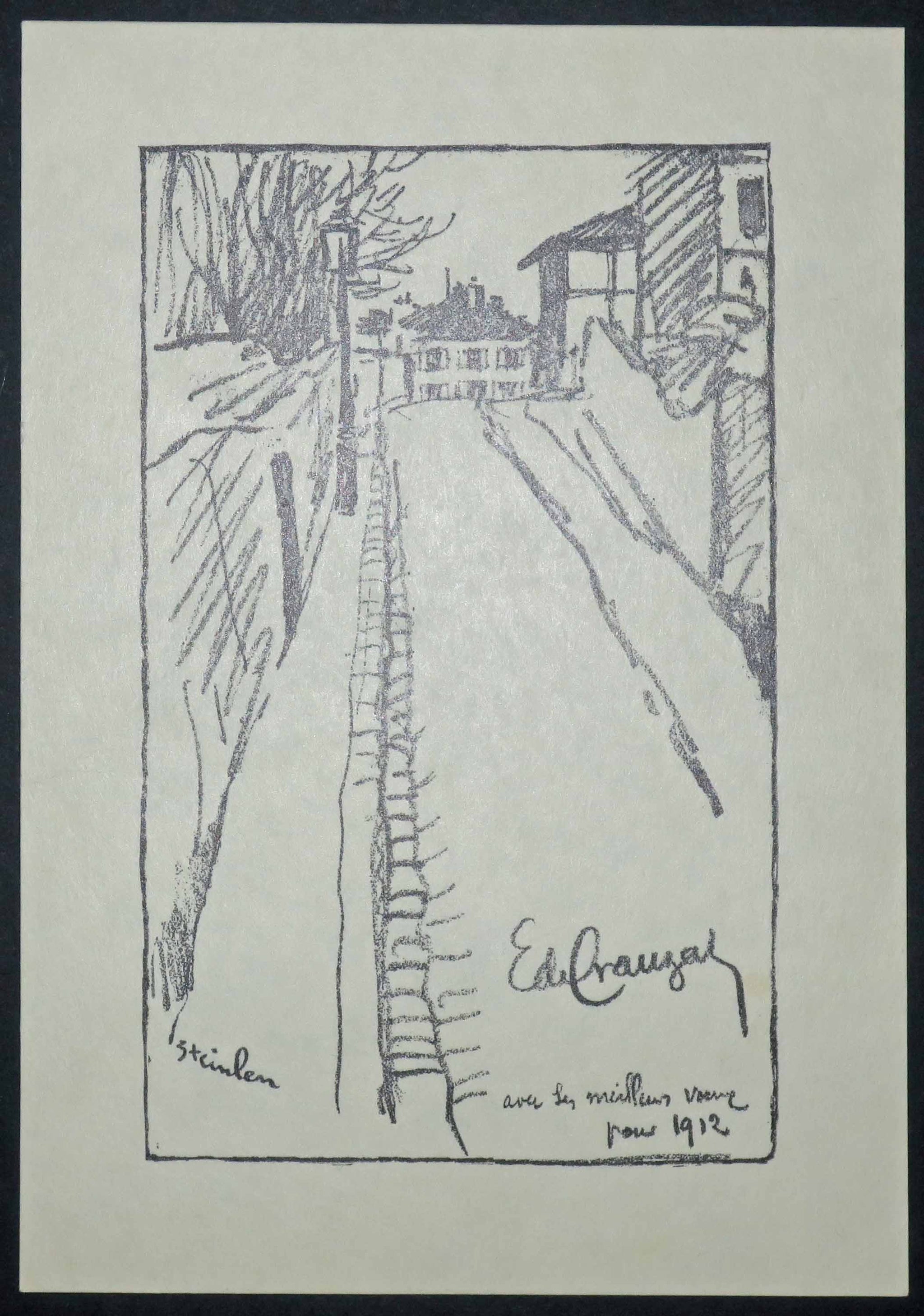 Carte de vœux d'Ernest de Crauzat pour l'année 1912.