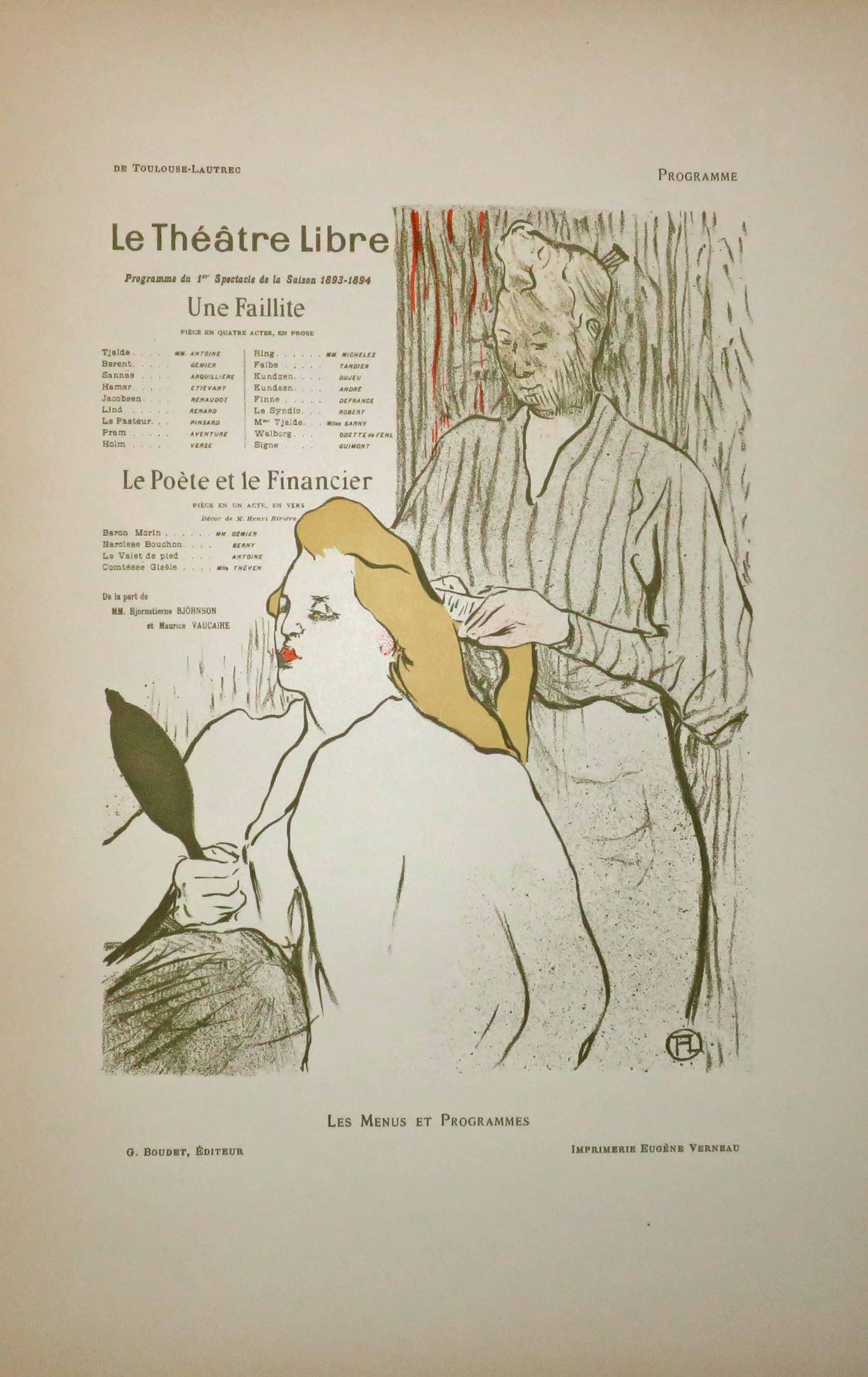 Le coiffeur. Programme pour le Théâtre Libre du 1er spectacle de la Saison 1893-1894.