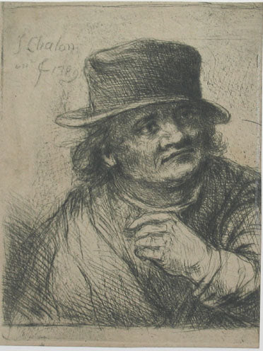 Tête d'homme au chapeau.