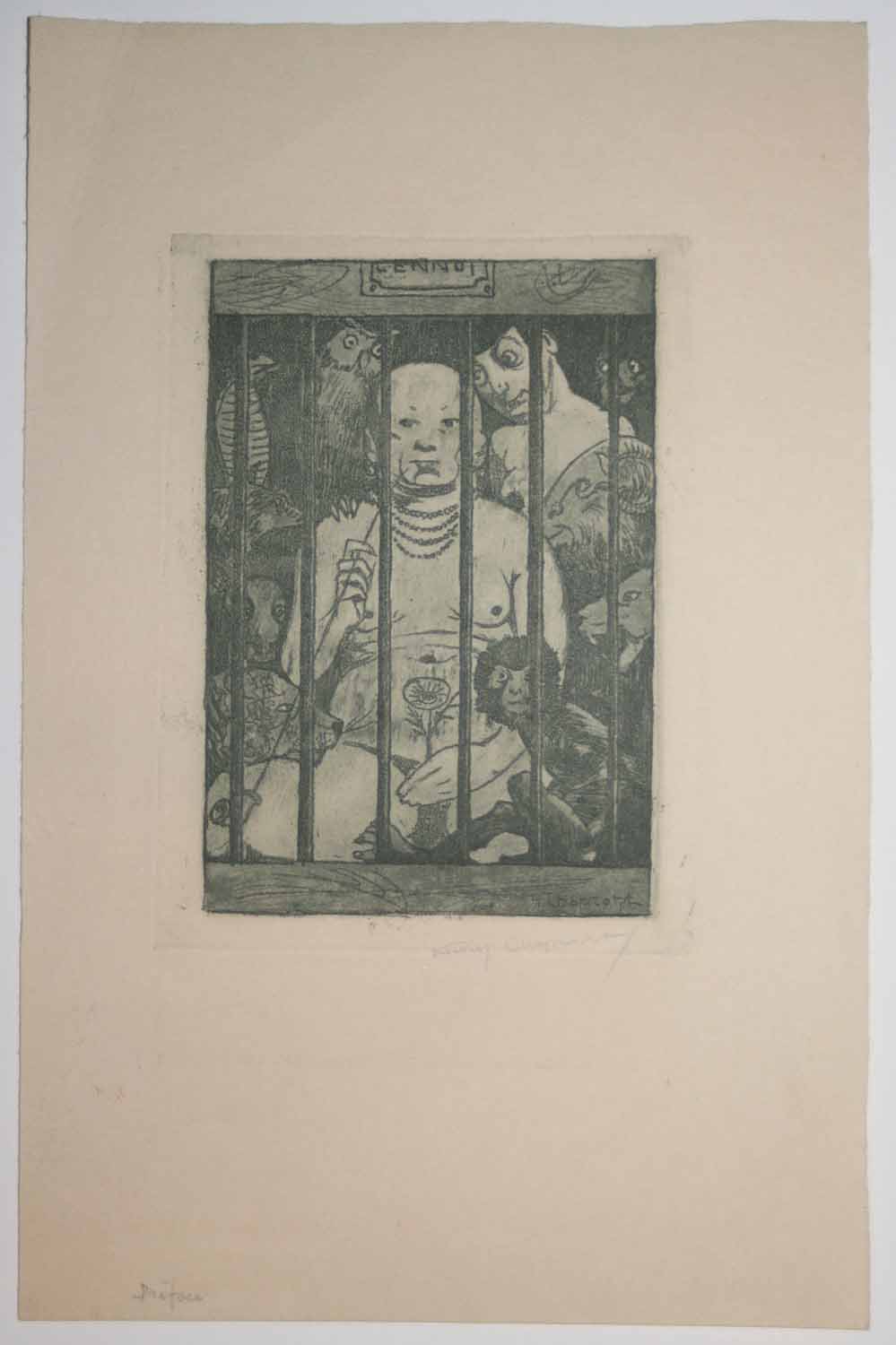 Préface. (Homme en cage entouré d'animaux).