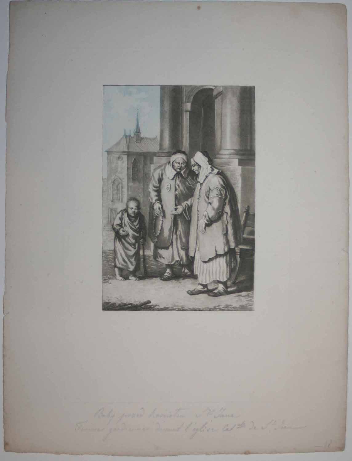 Femmes gardiennes devant l'Eglise Cat.ale de St Jean.