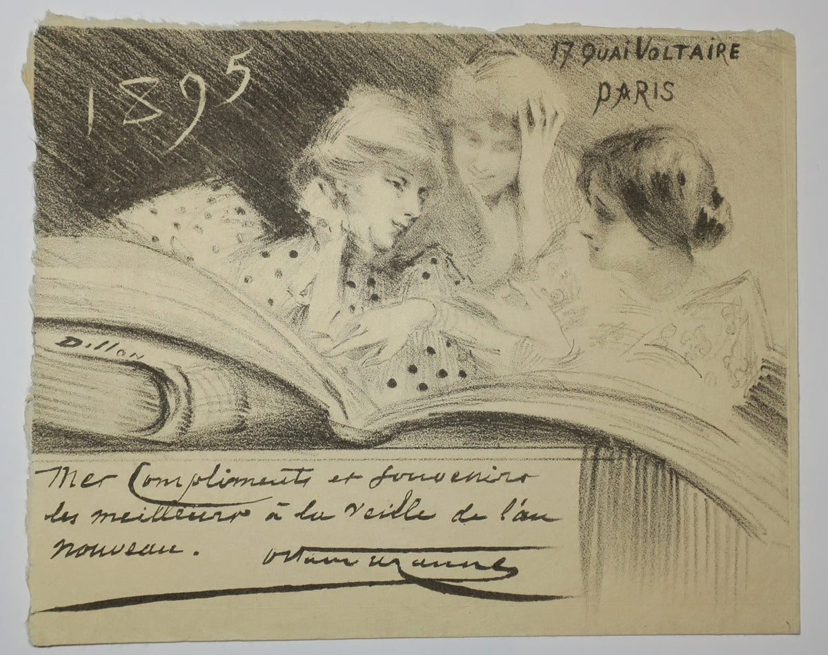 Mes compliments et Souvenirs, les meilleures à la veille de l'an nouveau, Octave Uzanne. 17 Quai Voltaire, Paris.