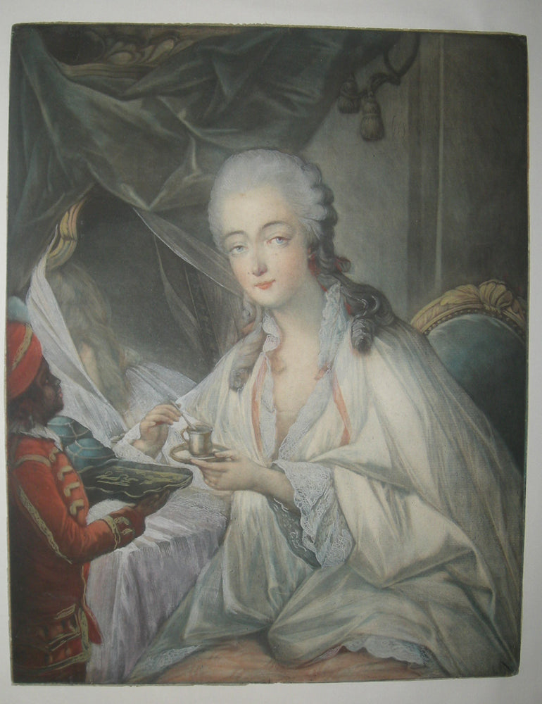 Zamore apporte une tasse de chocolat à Mme du Barry.