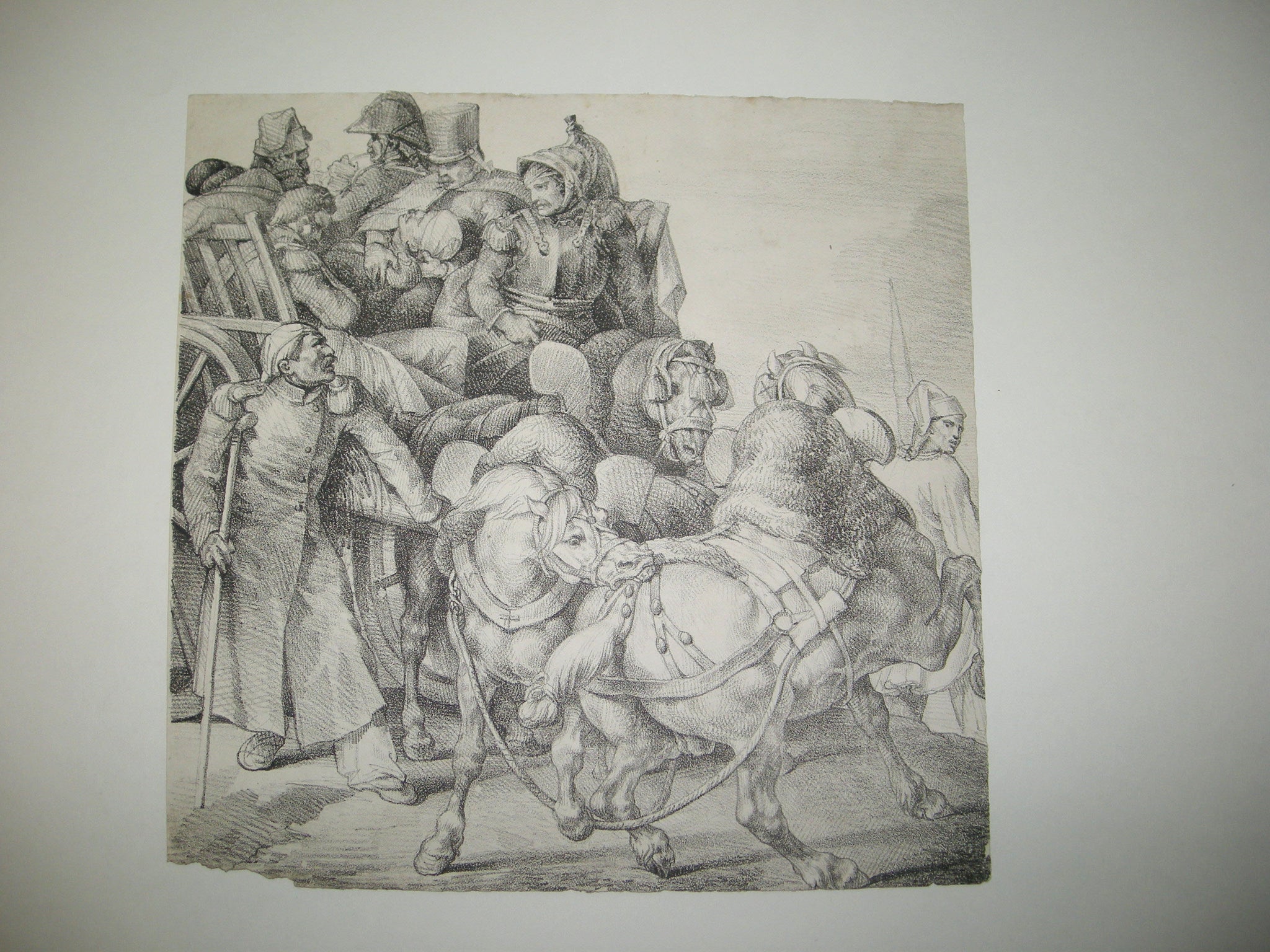 Chariot chargé de soldats blessés.