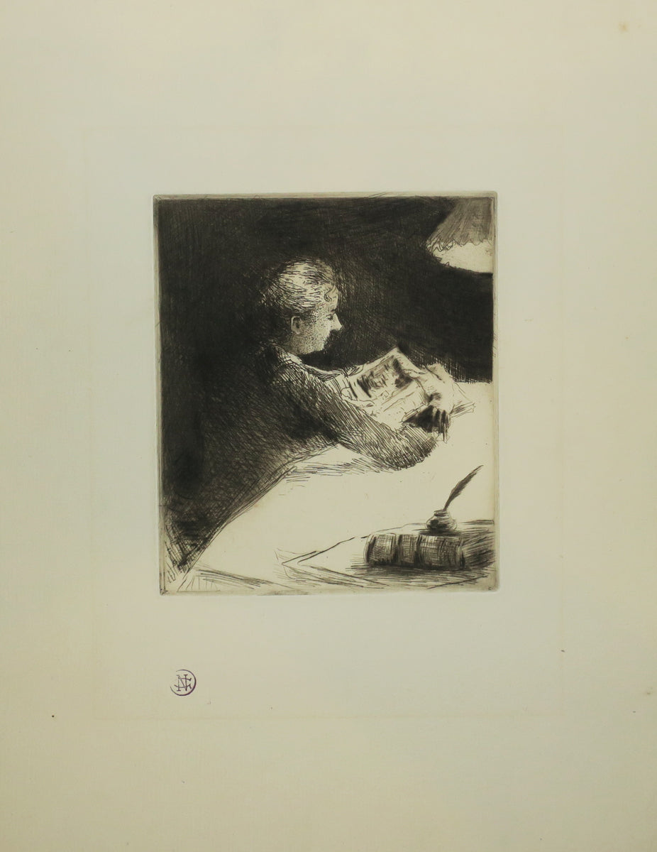 La lecture du soir. (Mlle Marguerite Gachet).