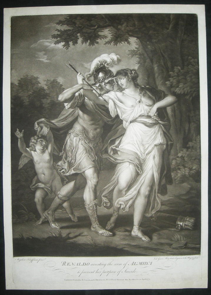 Renaldo arresting the arm of Almida to prevent her purpose of Suicide (Renaud empêchant Armide de se donner la mort).