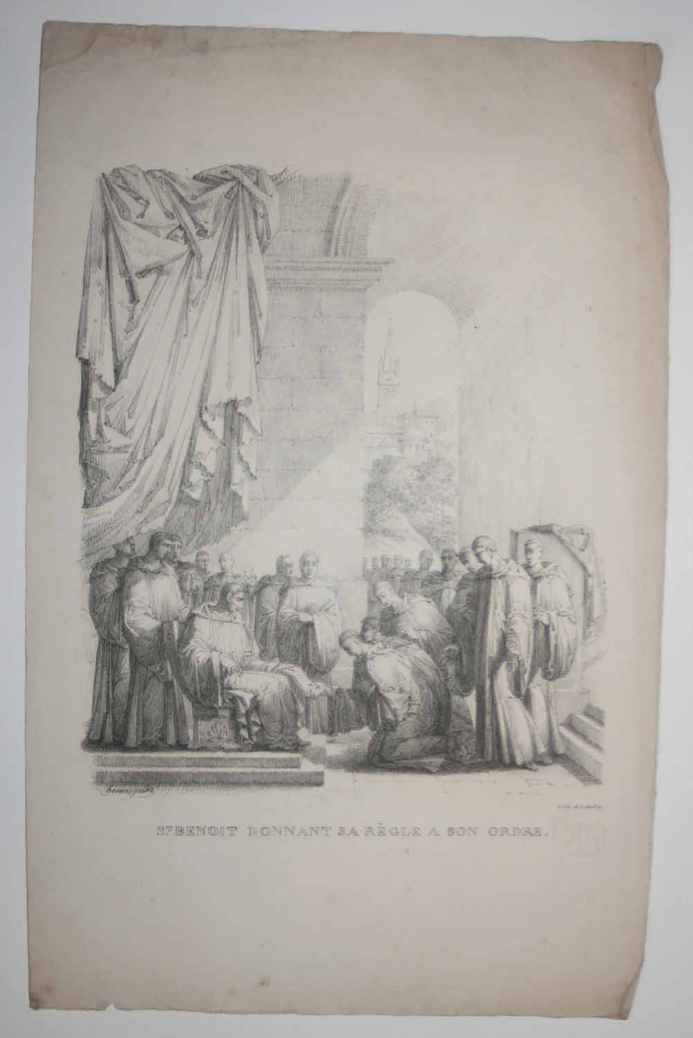 St Benoît donnant sa règle à son ordre.