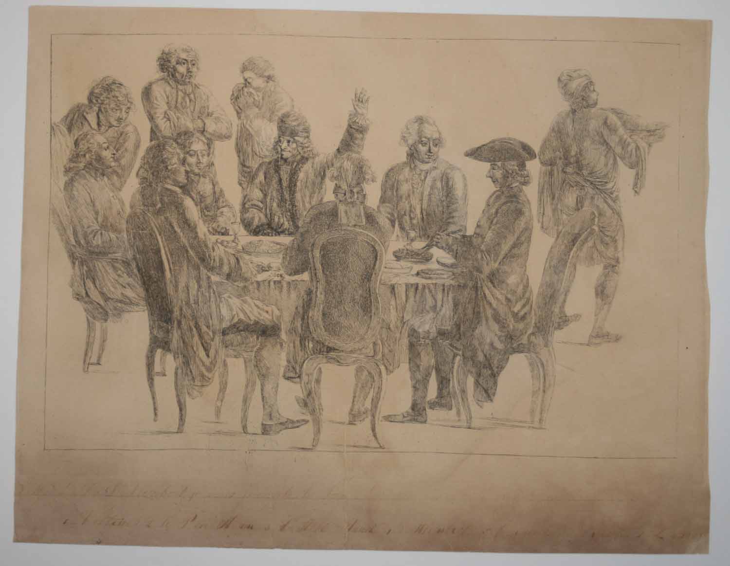 Voltaire à table avec ses amis.