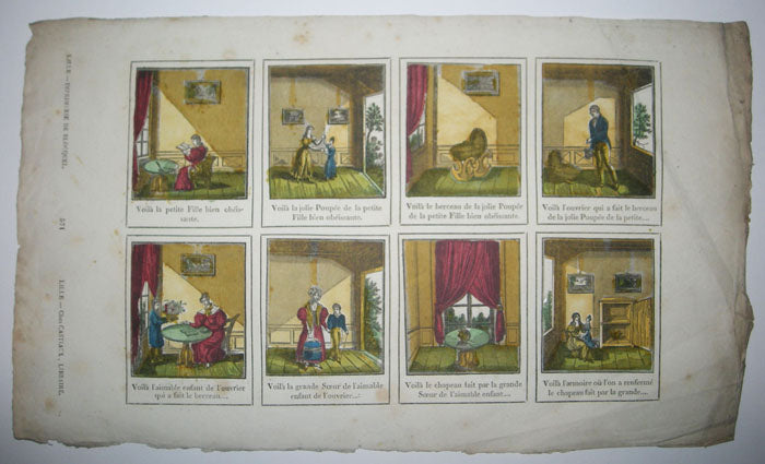 Feuille de huit petits sujets autour de la Petite Fille bien obéissante