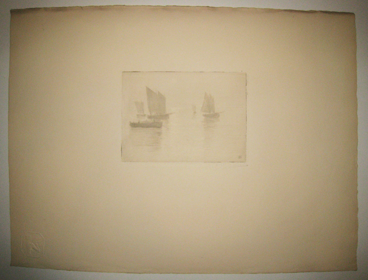 Bateaux dans le brouillard (Retour de pêche, Honfleur).