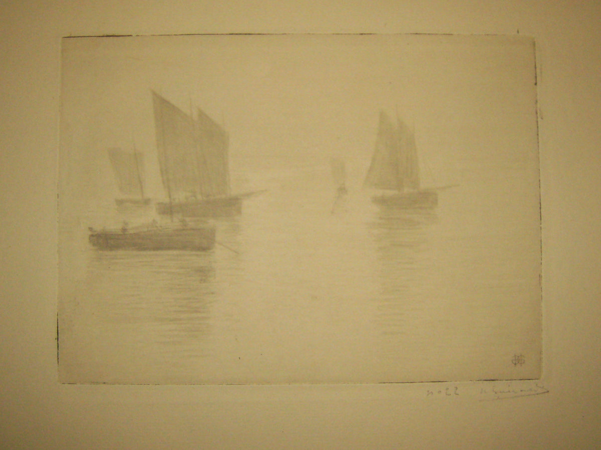 Bateaux dans le brouillard (Retour de pêche, Honfleur).