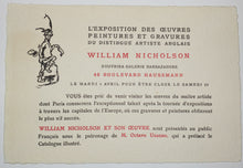 Charger l'image dans la galerie, Invitation pour l'Exposition des œuvres, peintures et Gravures, du distingué artiste anglais William Nicholson