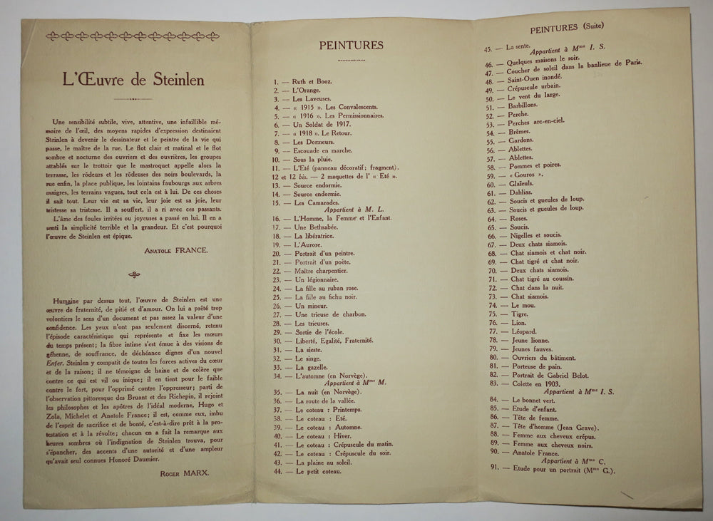 Invitation pour l'Exposition de l'Œuvre de Steinlen,