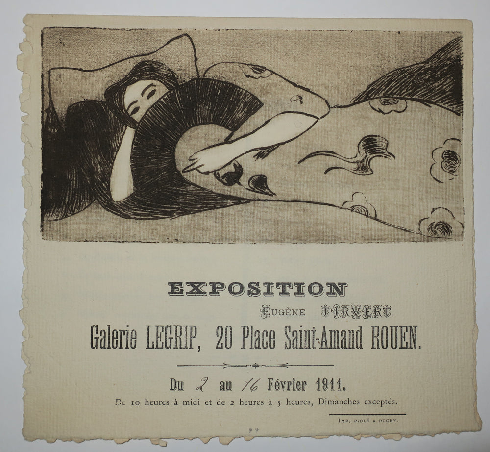 Exposition, Eugène Tirvert, Galerie Legrip, 20 Place Saint-Amand, Rouen, du 2 au 16 février 1911.
