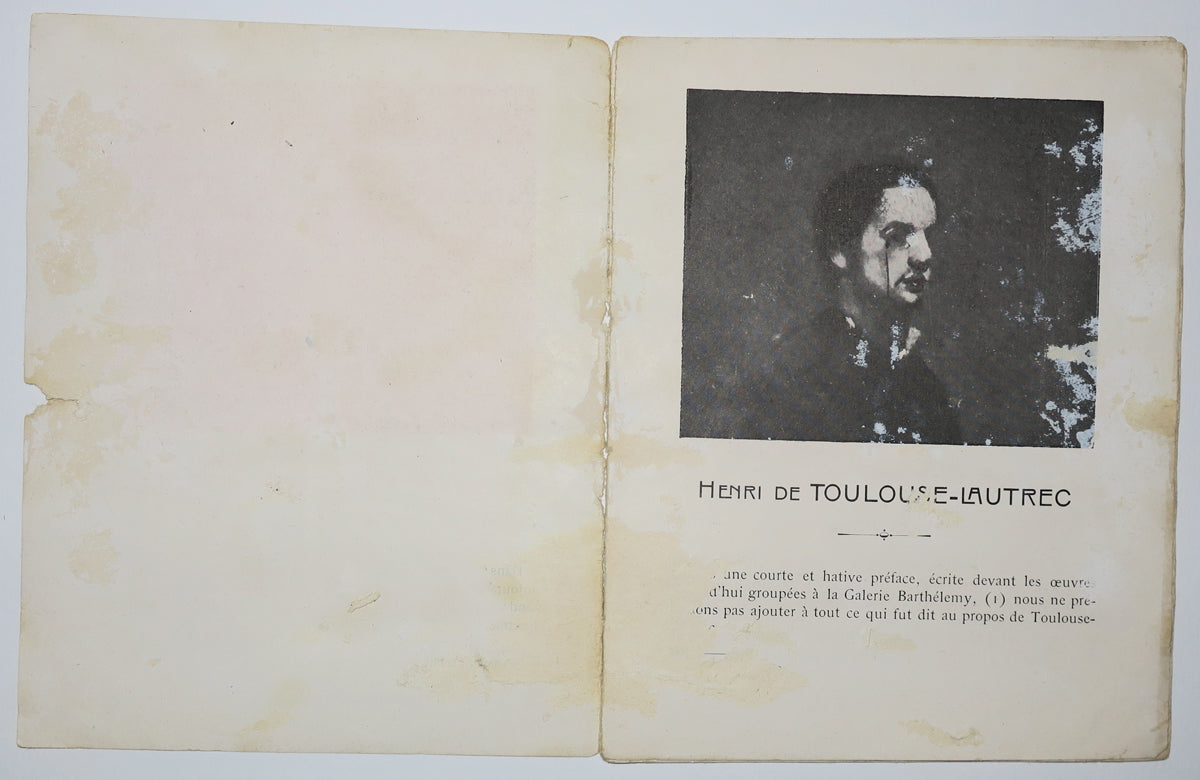 Invitation & petit Catalogue d'Exposition pour l'Exposition des œuvres de Henri de Toulouse-Lautrec,
