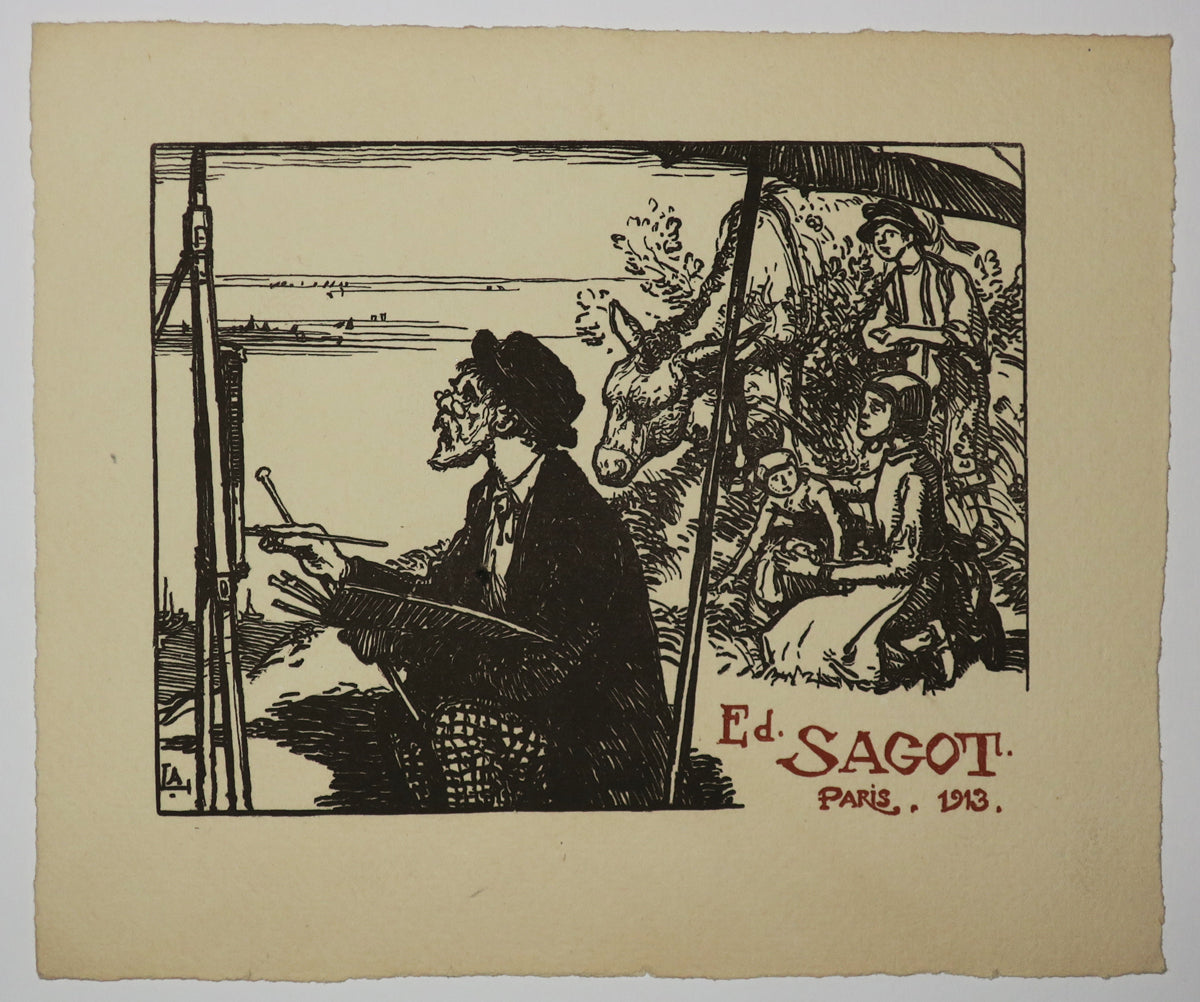 Carte adresse pour Ed.Sagot, Paris. (L'âne).