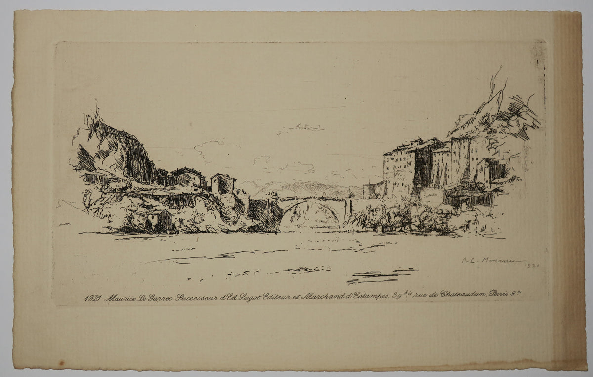 1921, Maurice Le Garrec Succ. D'Ed. Sagot Editeur et Marchand d'Estampes, 39 bis rue de Châteaudun, Paris 9ème. (Village oriental).