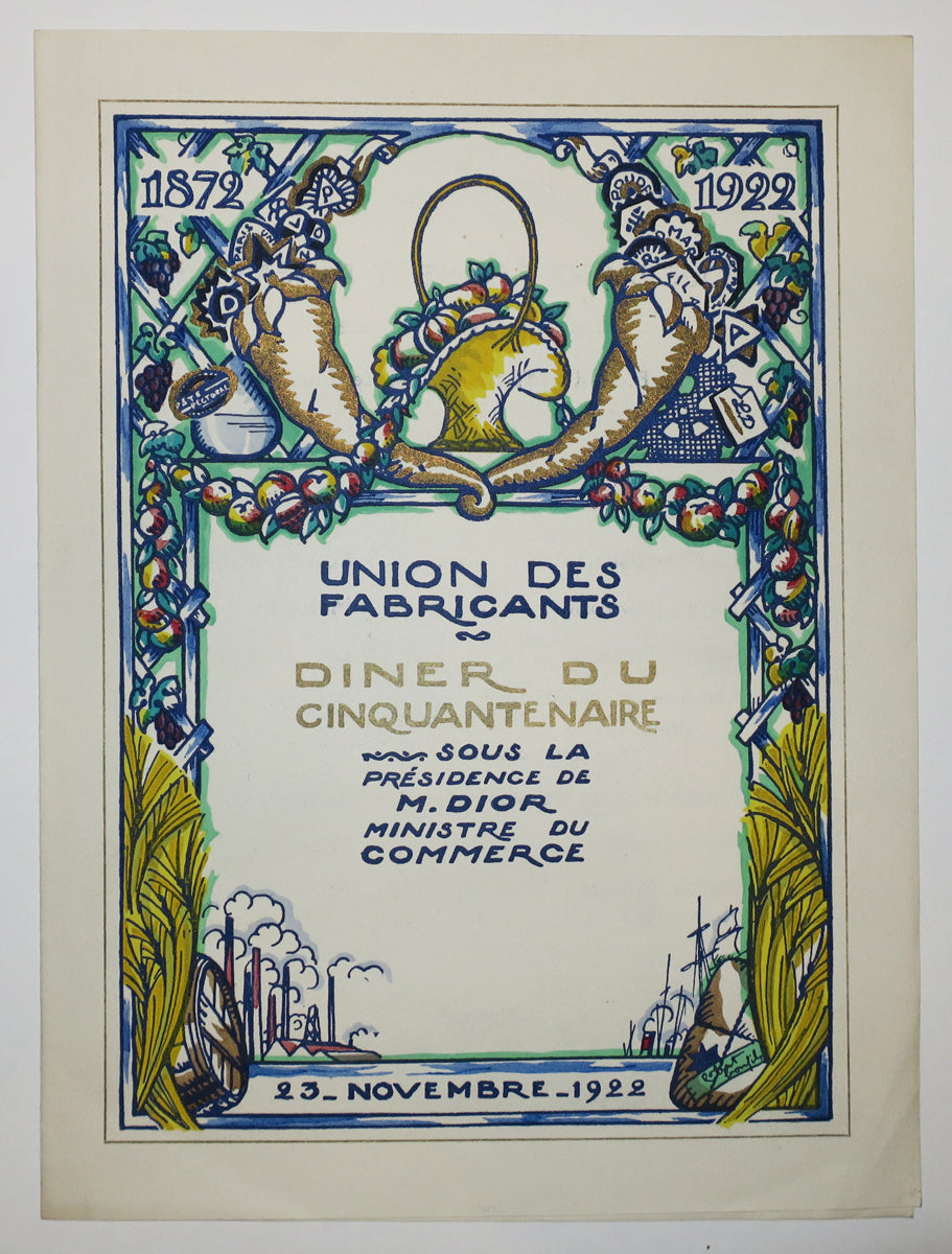 Menu du Dîner du Cinquantenaire de
