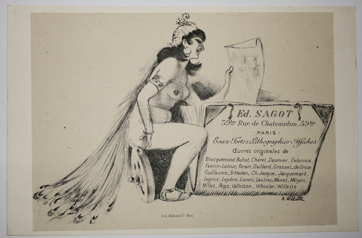 Carte adresse Ed. Sagot, 39 bis Rue de Châteaudun, Paris.