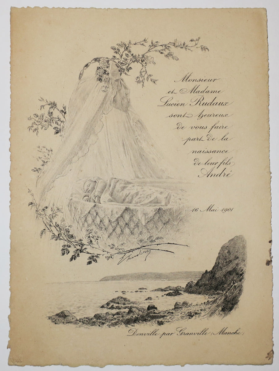Monsieur et Madame Lucien Rudaux sont heureux de vous faire part de la naissance de leur fils, André, 16 mai 1901.
