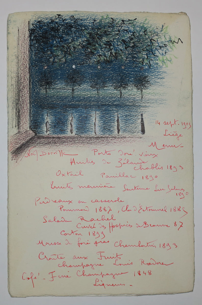 Menus pour l'Exposition Universelle et Internationale de Liège, le 14 septembre