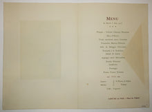 Charger l'image dans la galerie, Menu pour la Société des Amis des Livres, au Café de la Paix, Place de l'Opéra, le Mardi 3 Juin