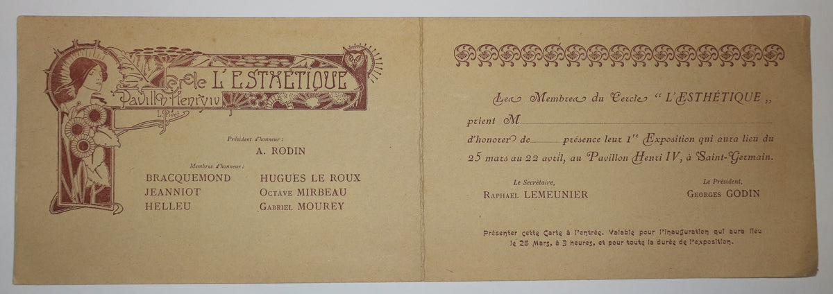 Invitation à la 1ère Exposition des Membres du Cercle