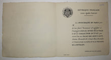Charger l'image dans la galerie, Invitation de la Municipalité de Paris pour l'Inauguration du Musée de la Ville & de la Collection Dutuit au Palais des Beaux-Arts, avenue Alexandre III, le jeudi onze décembre à 2