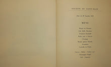 Charger l'image dans la galerie, Menu pour la Société de Saint Eloy, le 30 Novembre