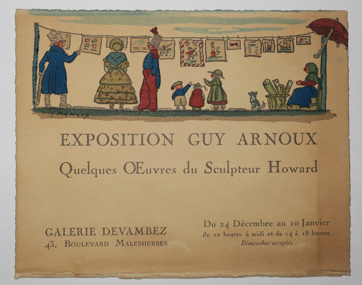 Exposition Guy Arnoux, Quelques Œuvres du Sculpteur Howard, à la Galerie Devambez, 43 boulevard Malesherbes, du 24 décembre au 10 janvier.