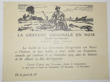 Charger l'image dans la galerie, Invitation de la Société de la Gravure originale en noir (Auguste Rodin Président) pour l'Exposition annuelle le 20 novembre