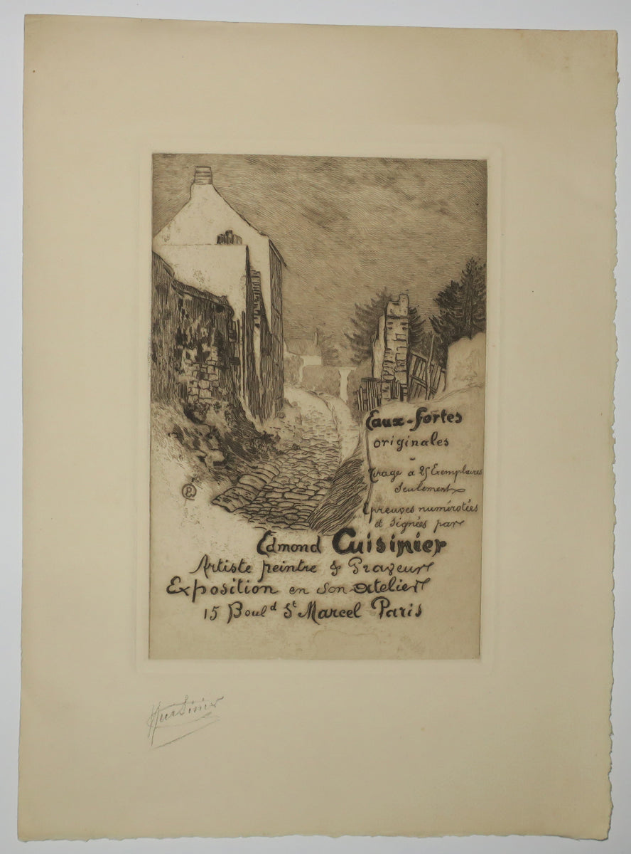 Edmond Cuisinier, Eaux-fortes originales, Tirage à 25 exemplaires seulement, épreuves numérotées et signées par Edmond Cuisinier