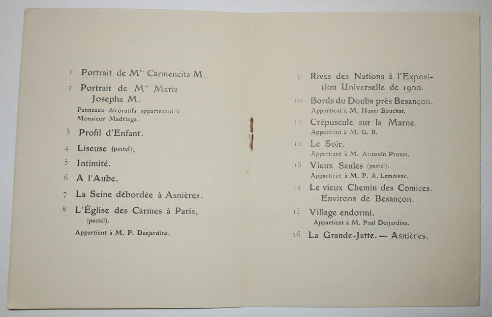Invitation pour l'Exposition du Peintre Jean Enders, du 24 février au 8 mars 1902, Galeries de M.J. Allard, 17 rue Caumartin.
