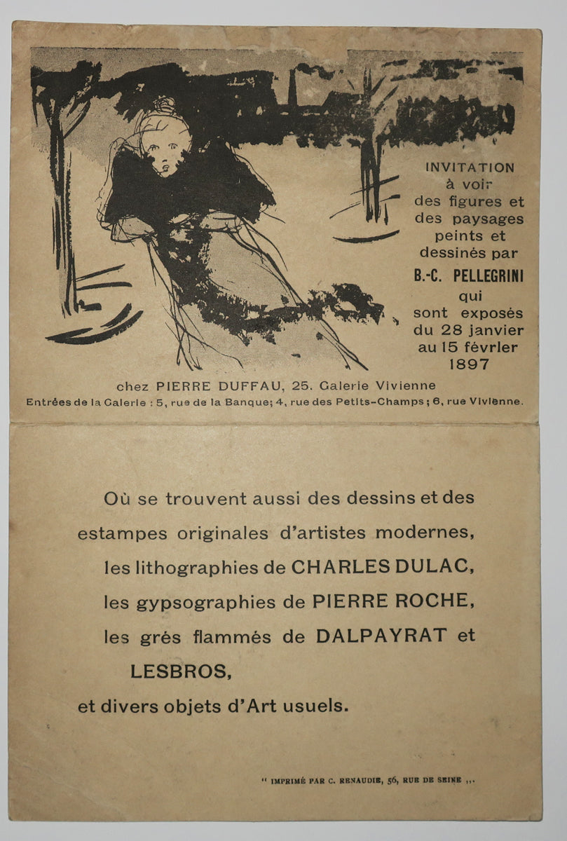 Carton d'invitation pour l'Exposition B-C. Pellegrini